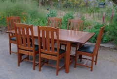 Greene & Greene style custom dining table & chairs.